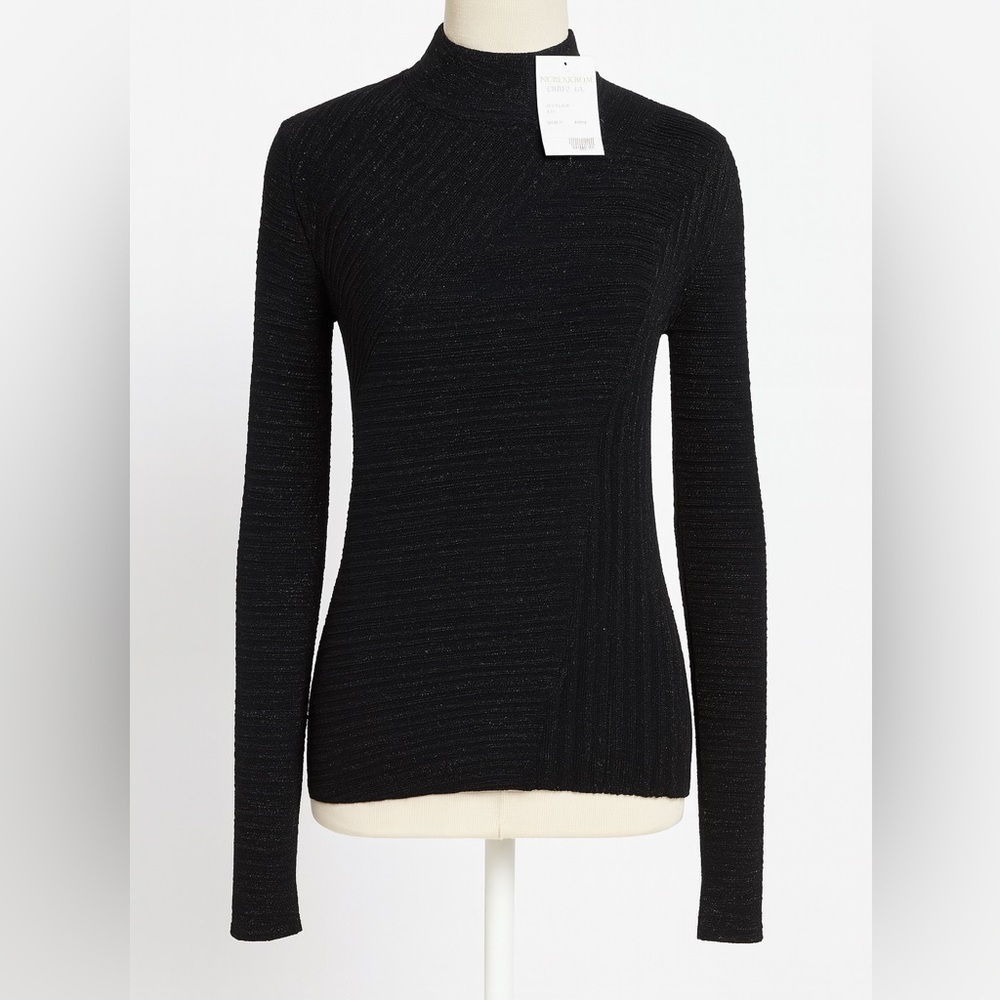 Rag & Bone Black Metallic Mock Neck Sweater NWT $295 — Size L - Picture 1 of 16